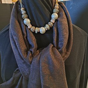 Pashmina and Silk Blend Chocolate Brown 72 x 28 inch Scarf with Fringe